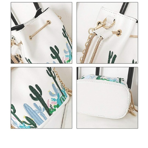 🖤 HP 🖤 White Cactus Print Bucket Bag - Picture 4 of 6